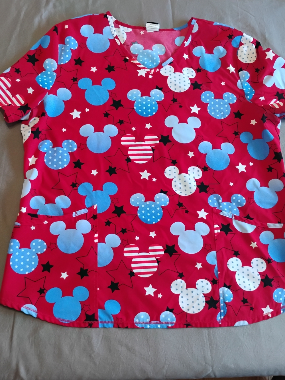 Disney Mickey Mouse 4th Of July Scrub Top